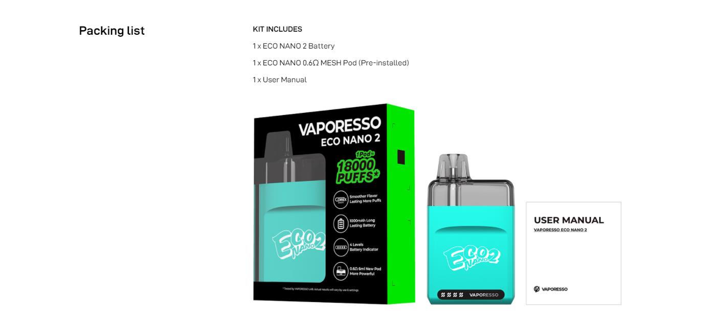 Vaporesso ECO Nano 2 Pod System Kit 1000mAh 6ml